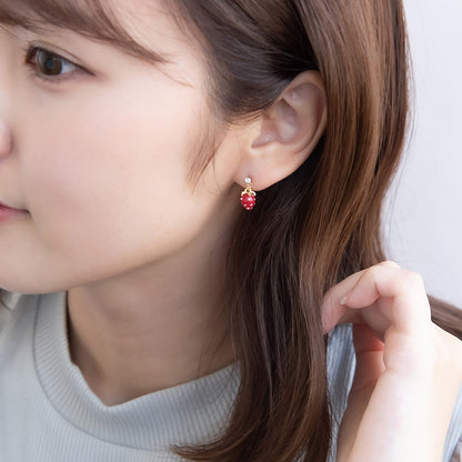 樹脂ピアス ニッケルフリー いちご フラワー メタル リボン ストーン 5個セット スタッドピアス