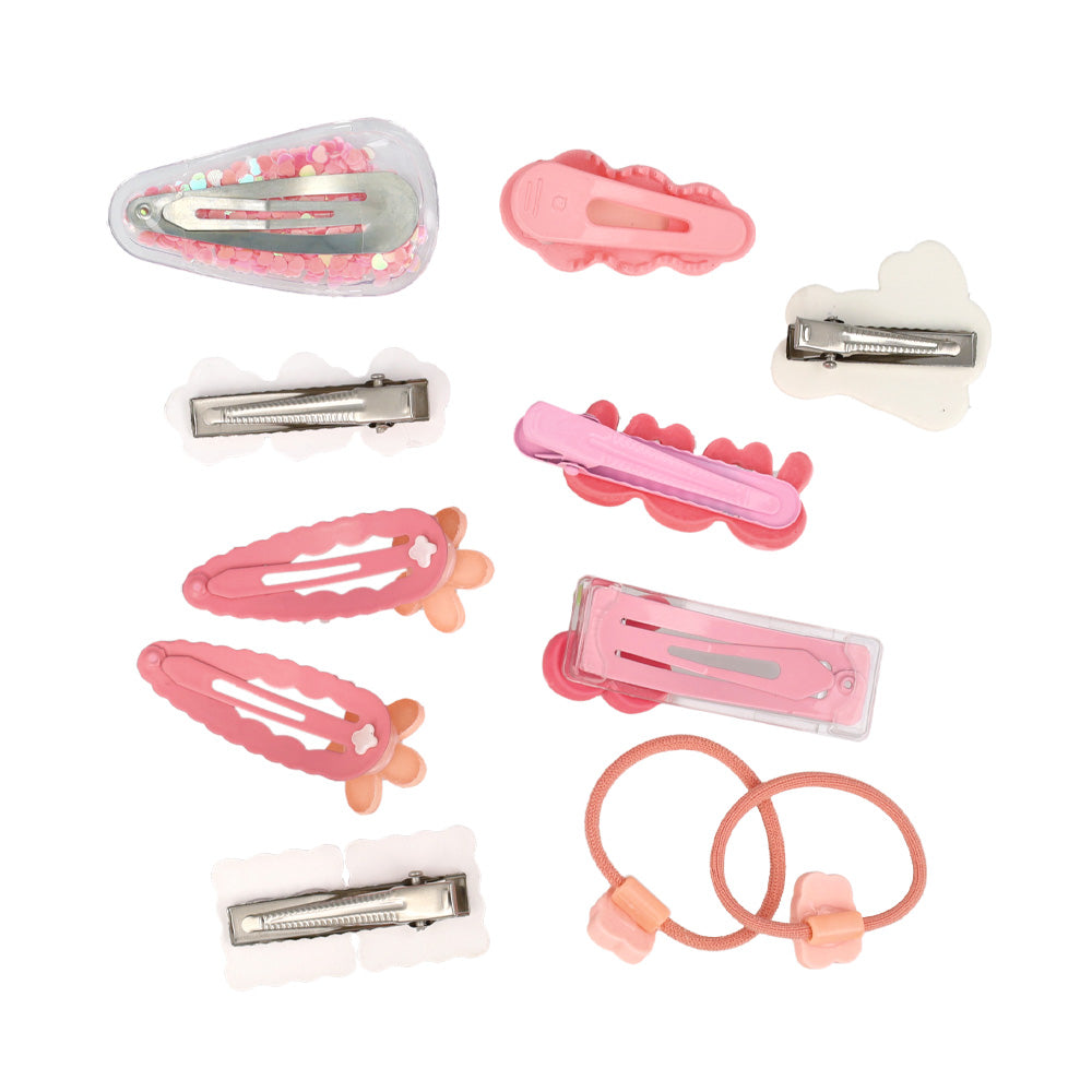 キッズアクセサリー フラワー うさぎ クマ リボン さくらんぼ ハート もこもこ 11個セット ミニ ヘアクリップ ヘアポニー スリーピン