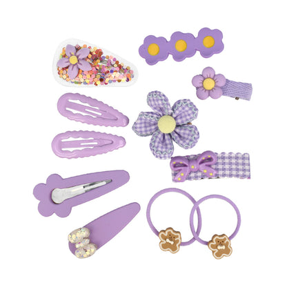キッズアクセサリー フラワー うさぎ クマ リボン さくらんぼ ハート もこもこ 11個セット ミニ ヘアクリップ ヘアポニー スリーピン
