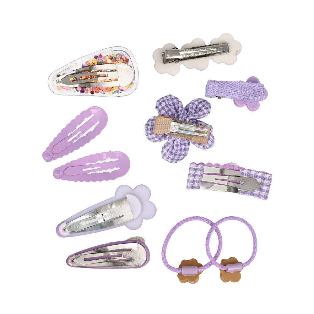 キッズアクセサリー フラワー うさぎ クマ リボン さくらんぼ ハート もこもこ 11個セット ミニ ヘアクリップ ヘアポニー スリーピン