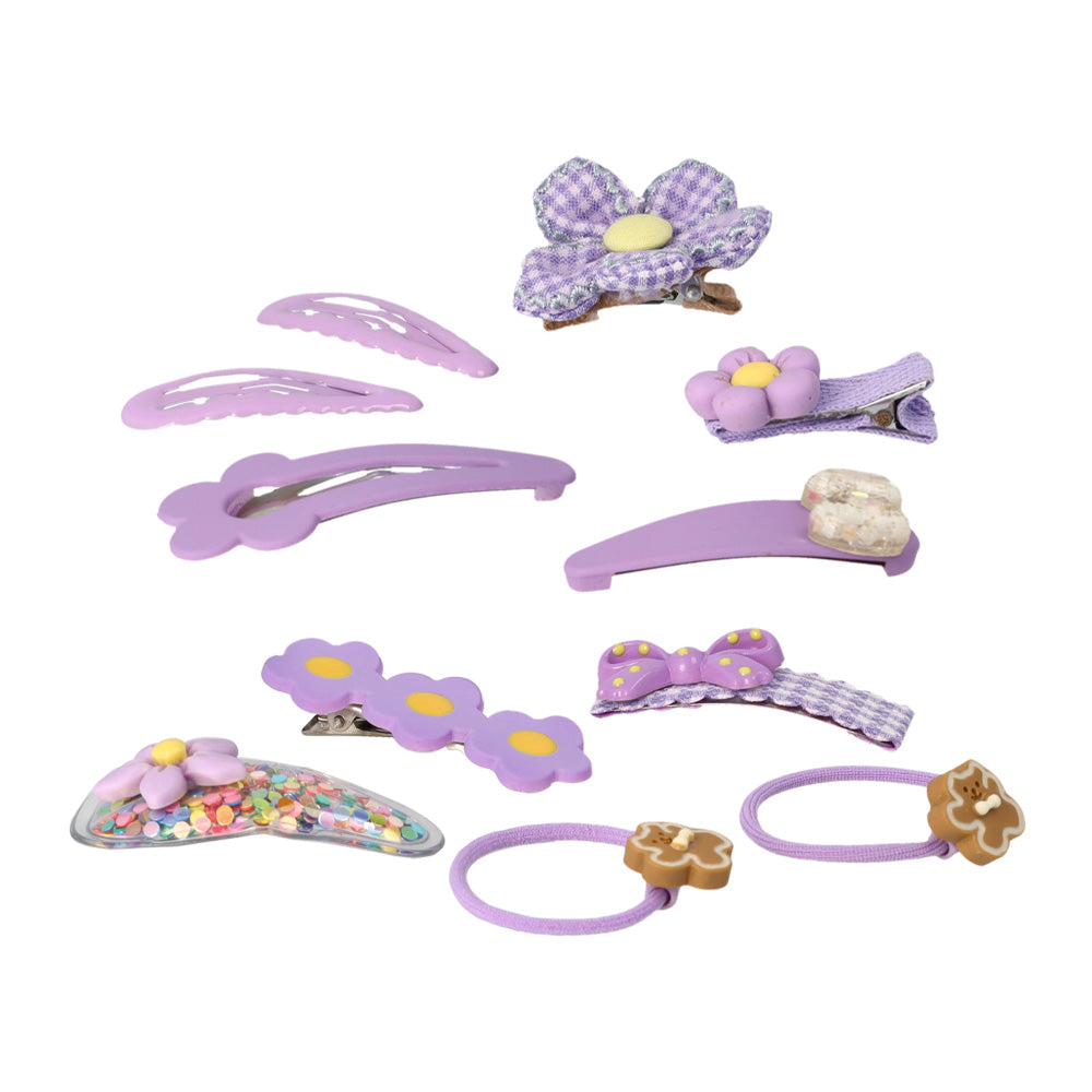 キッズアクセサリー フラワー うさぎ クマ リボン さくらんぼ ハート もこもこ 11個セット ミニ ヘアクリップ ヘアポニー スリーピン