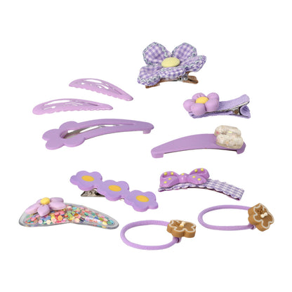 キッズアクセサリー フラワー うさぎ クマ リボン さくらんぼ ハート もこもこ 11個セット ミニ ヘアクリップ ヘアポニー スリーピン