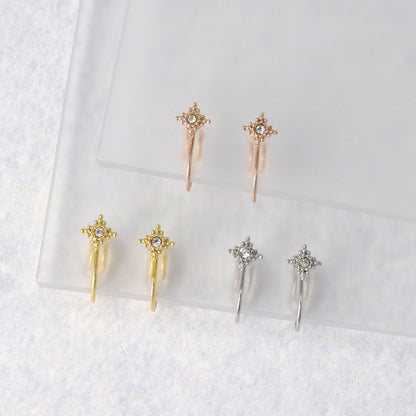 ノンホールピアス tiny. ニッケルフリー メタル ロンバス ストーン 極小 エアリーフィットノンホール シリコンカバー付き イヤリング