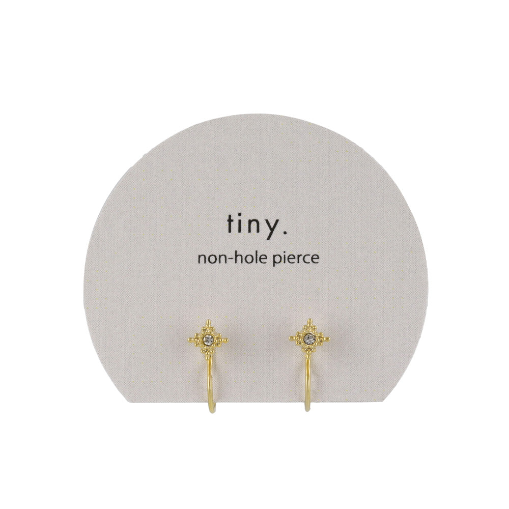 ノンホールピアス tiny. ニッケルフリー メタル ロンバス ストーン 極小 エアリーフィットノンホール シリコンカバー付き イヤリング