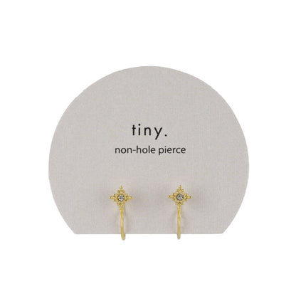 ノンホールピアス tiny. ニッケルフリー メタル ロンバス ストーン 極小 エアリーフィットノンホール シリコンカバー付き イヤリング