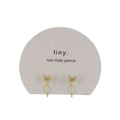 ノンホールピアス tiny. ニッケルフリー メタル 蝶 ストーン 極小 エアリーフィットノンホール シリコンカバー付き イヤリング
