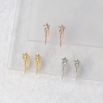 ノンホールピアス tiny. ニッケルフリー メタル 星 ストーン 極小 エアリーフィットノンホール シリコンカバー付き イヤリング
