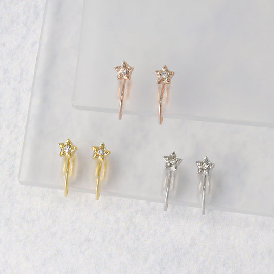 ノンホールピアス tiny. ニッケルフリー メタル 星 ストーン 極小 エアリーフィットノンホール シリコンカバー付き イヤリング