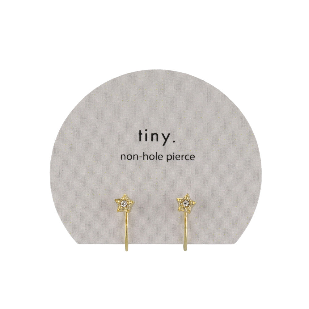 ノンホールピアス tiny. ニッケルフリー メタル 星 ストーン 極小 エアリーフィットノンホール シリコンカバー付き イヤリング