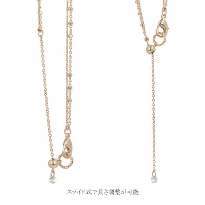 ネックレス ニッケルフリー ロゼシルバー キュービックジルコニア S字ツイスト ドットチェーン 2連 スライドボール ショートネックレス