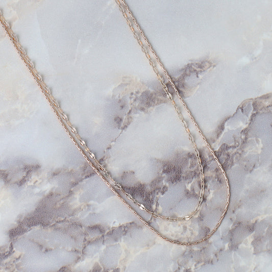 ネックレス ニッケルフリー ロゼシルバー キュービックジルコニア スエッジ ペタルチェーン 2連 スライドボール ショートネックレス