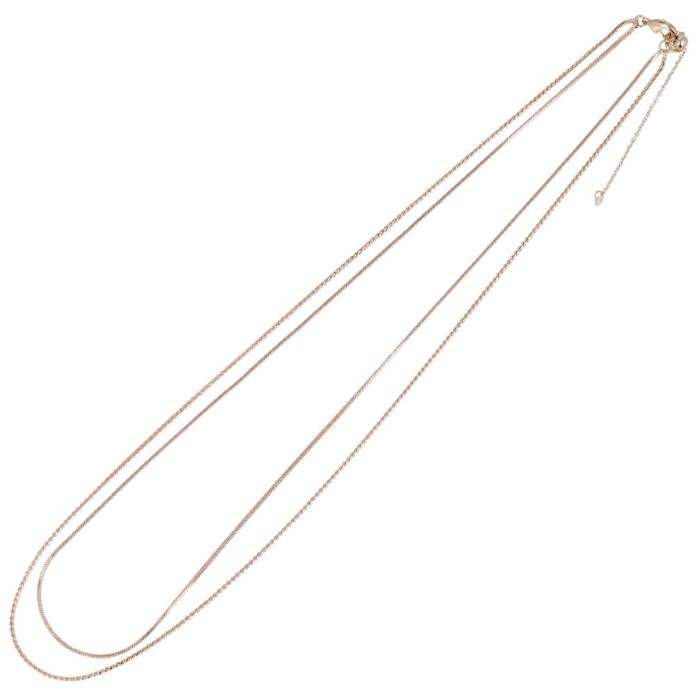 ネックレス ニッケルフリー ロゼシルバー キュービックジルコニア スネークチェーン 2連 スライドボール ショートネックレス