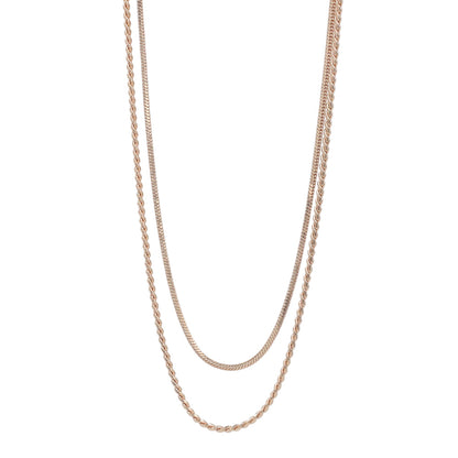 ネックレス ニッケルフリー ロゼシルバー キュービックジルコニア スネークチェーン 2連 スライドボール ショートネックレス