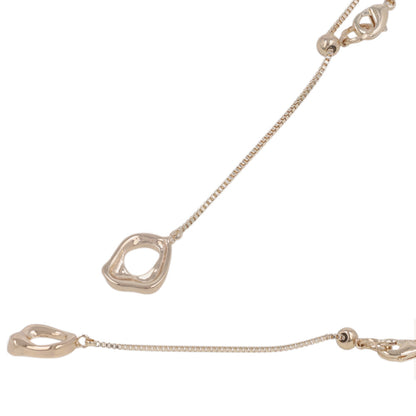 ネックレス ニッケルフリー ロゼシルバー メルト オーバル リング Y字 スライドボール ロングネックレス