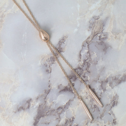 ネックレス ニッケルフリー ロゼシルバー ドロップ スティック スクリューチェーン Y字 スライド式 ループタイ ロングネックレス