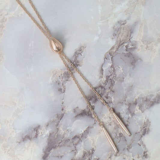 ネックレス ニッケルフリー ロゼシルバー ドロップ スティック スクリューチェーン Y字 スライド式 ループタイ ロングネックレス