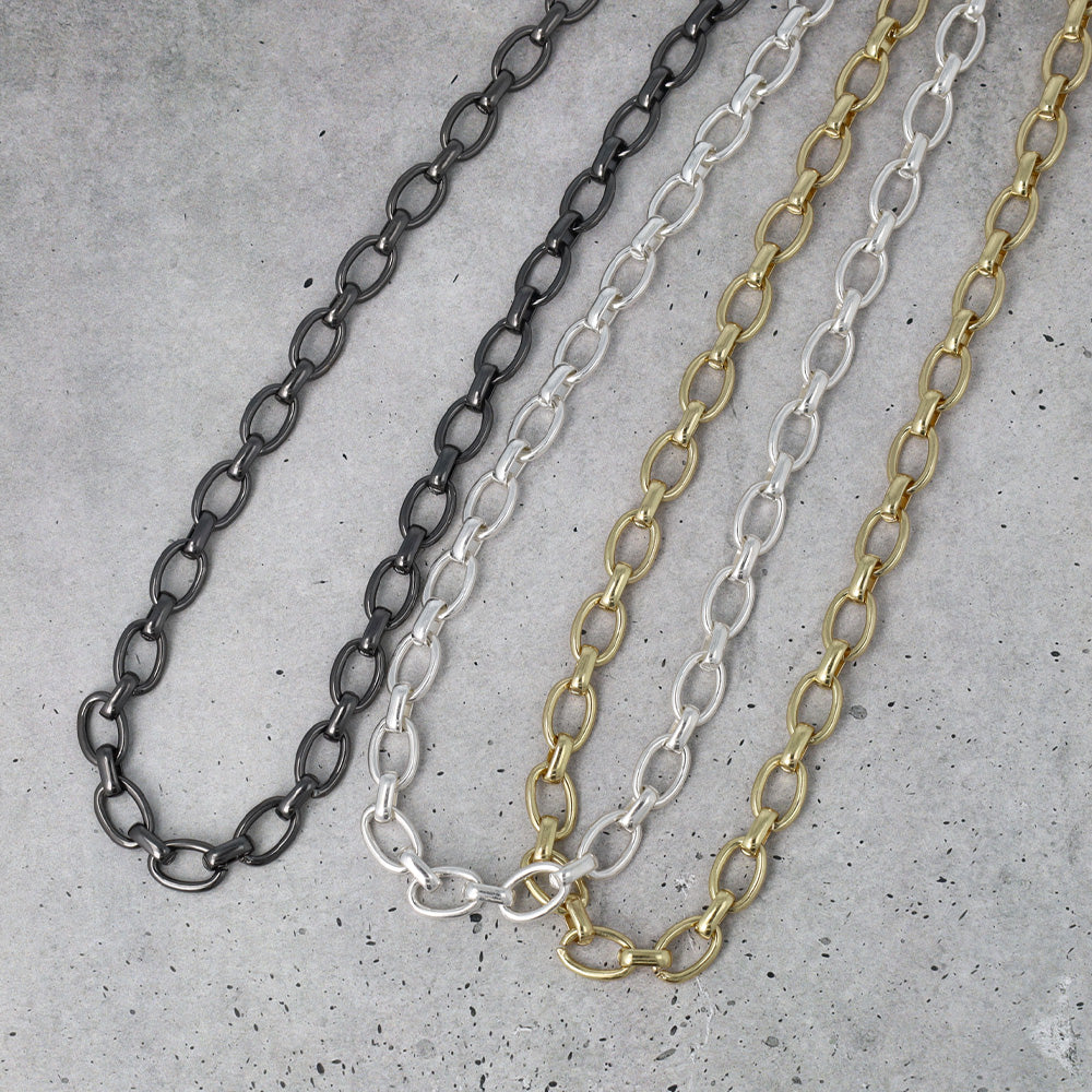 ネックレス Awesome ニッケルフリー メタル オーバルチェーン ショートネックレス