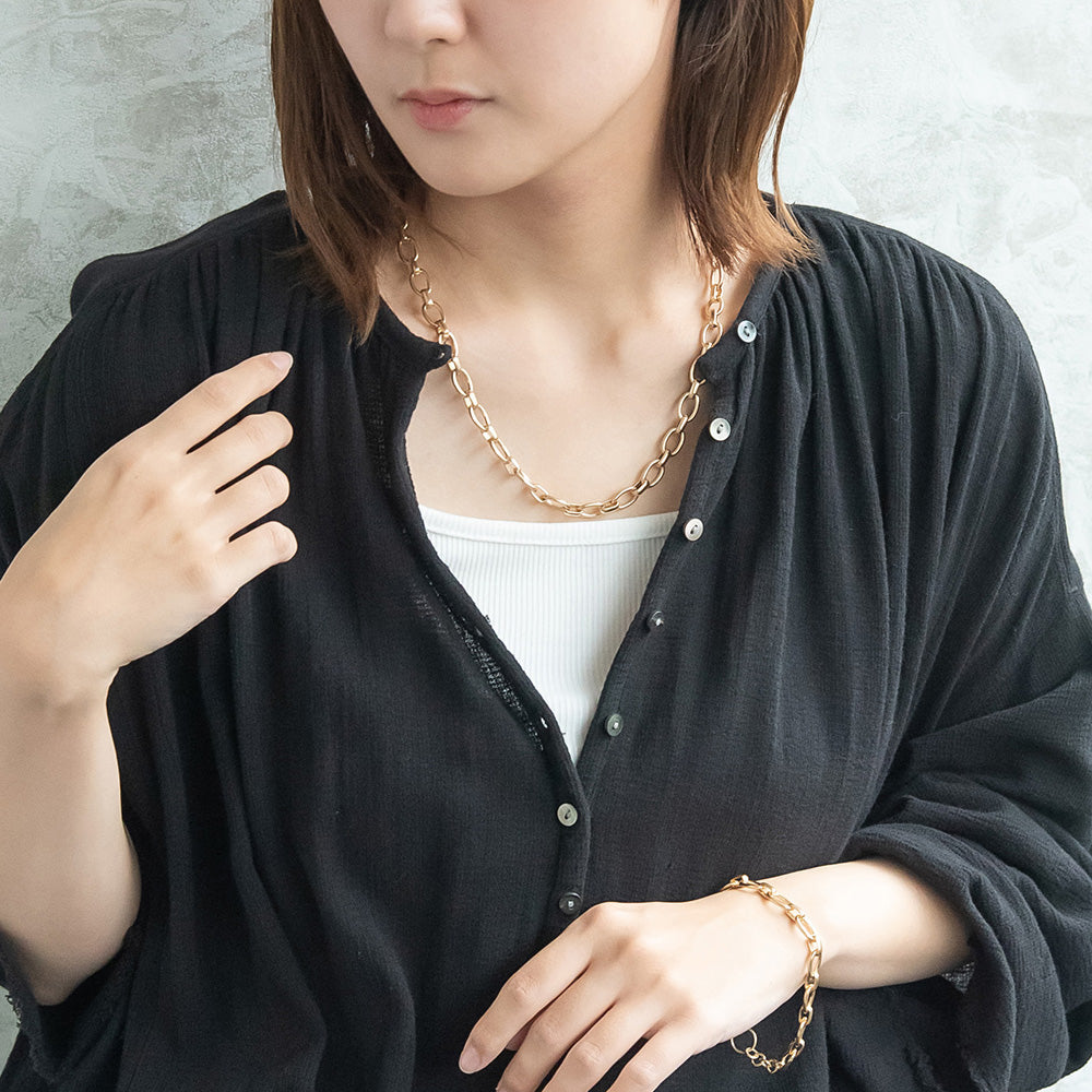 ネックレス Awesome ニッケルフリー メタル オーバルチェーン ショートネックレス