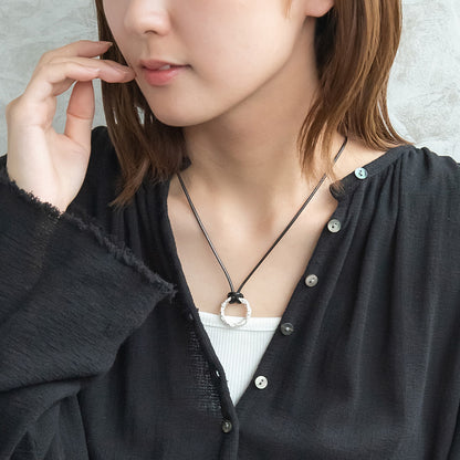 ネックレス Awesome ニッケルフリー メタル サークル コード スライドボール ロングネックレス