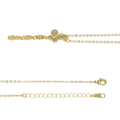 ネックレス ニッケルフリー キュービックジルコニア 蝶 ストーン パール チェーン ショートネックレス