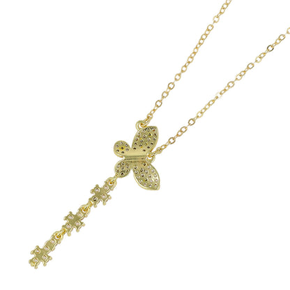 ネックレス ニッケルフリー キュービックジルコニア 蝶 ストーン パール チェーン ショートネックレス