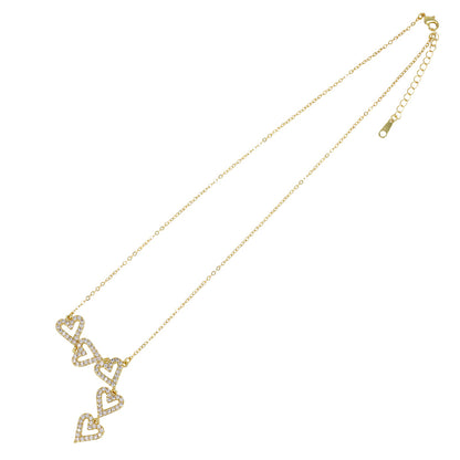 ネックレス ニッケルフリー キュービックジルコニア ライン メニー ハート ストーン チェーン ショートネックレス