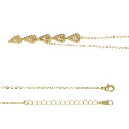 ネックレス ニッケルフリー キュービックジルコニア ライン メニー ハート ストーン チェーン ショートネックレス