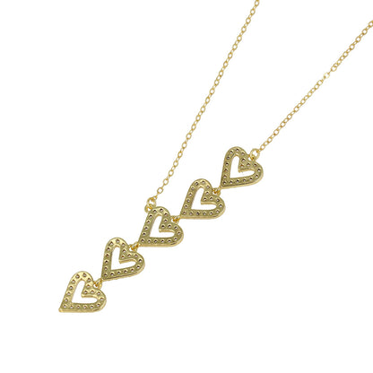 ネックレス ニッケルフリー キュービックジルコニア ライン メニー ハート ストーン チェーン ショートネックレス