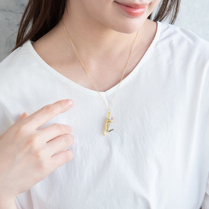ネックレス ニッケルフリー メタル コンビカラー アート 人物 ハグ チェーン ショートネックレス
