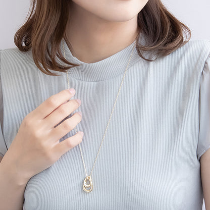 ネックレス ニッケルフリー メタル ドロップ ストーン ロング ペンダントネックレス