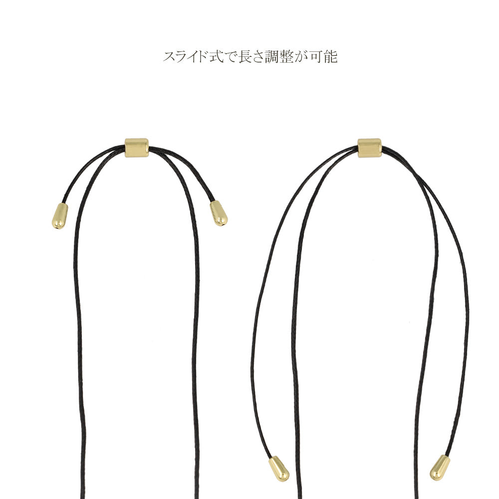 ネックレス ニッケルフリー ハート×メタルビーズ 革ひも風 ペンダントネックレス 長さ調整可能