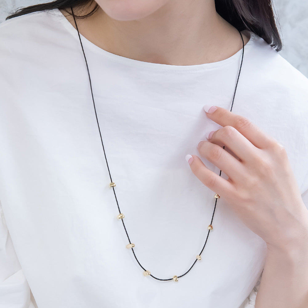 ラス1 全金 太陽 イン メタル エル ネックレス ハンドメイド ノーブランド ネックレス ニッケルフリー ステーション メタルビーズ 革ひも風