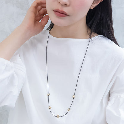 ネックレス ニッケルフリー ステーション スター 革ひも風 ネックレス 長さ調整可能