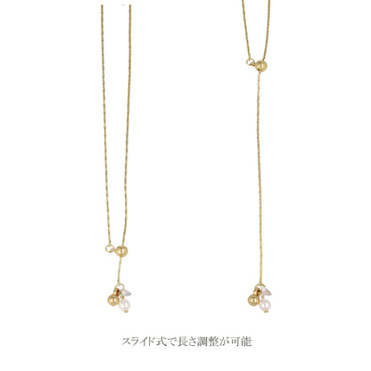 ネックレス ニッケルフリー メタル パール ロングネックレス