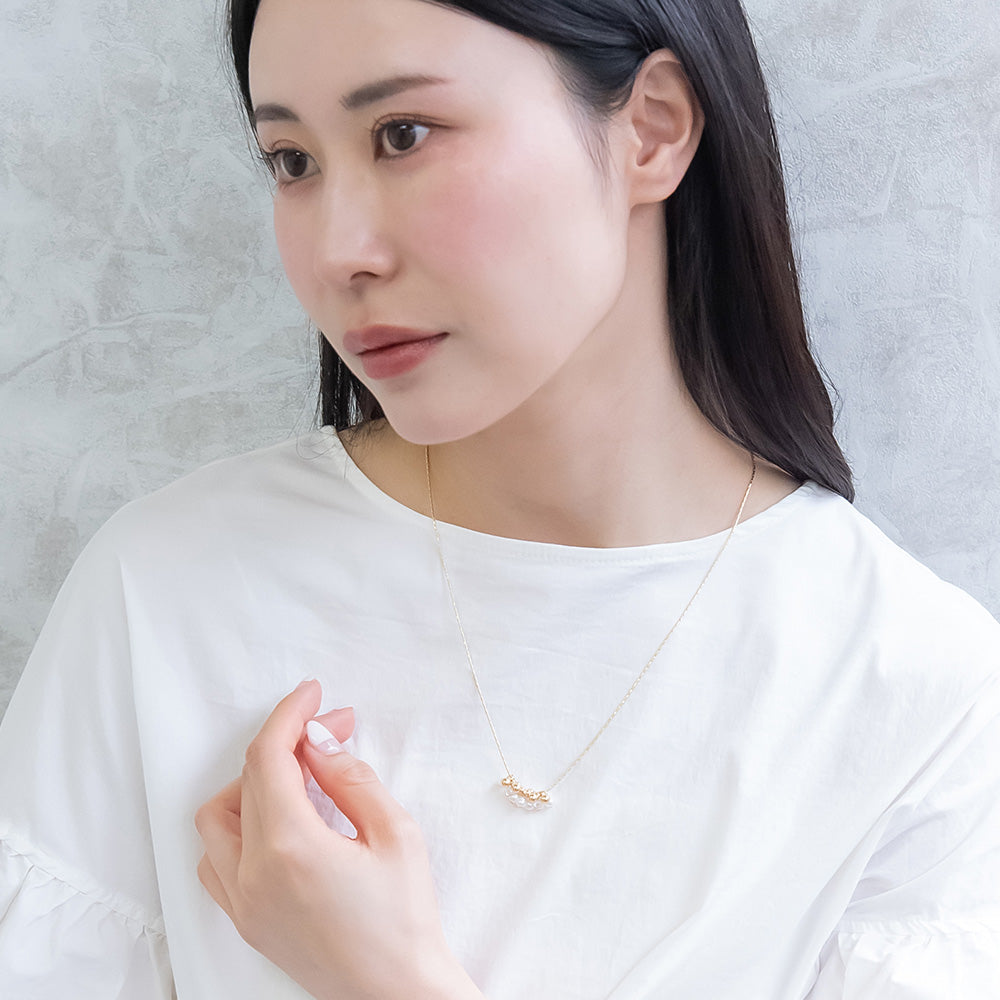 ネックレス ニッケルフリー メタル パール ロングネックレス