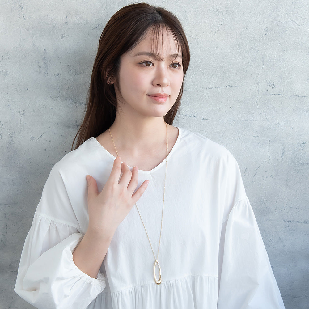 ネックレス ニッケルフリー メタル チェーン ストーン ドロップ リング ペンダントネックレス