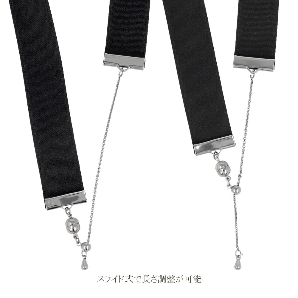 ネックレス ニッケルフリー ブラック リボン シンプル 幅16mm スライドボール マグネットクラスプ チョーカー