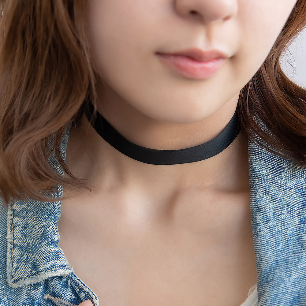 ネックレス ニッケルフリー ブラック リボン シンプル 幅16mm スライド