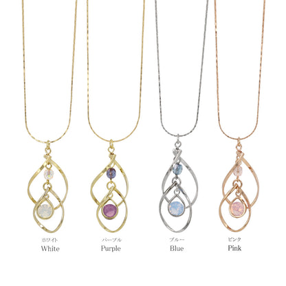 ネックレス ニッケルフリー メタル ツイスト ドロップ スライドボール ペンダントネックレス