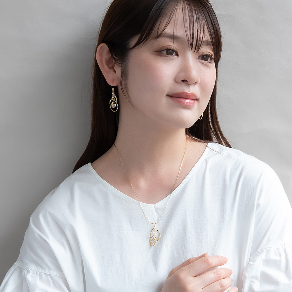 ネックレス ニッケルフリー メタル ツイスト ドロップ スライドボール ペンダントネックレス