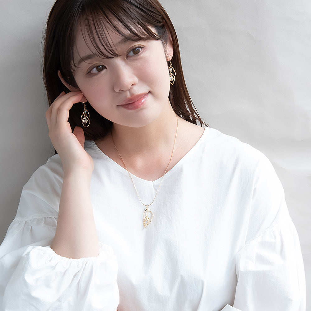ネックレス ニッケルフリー メタル ツイスト ドロップ スライドボール ペンダントネックレス