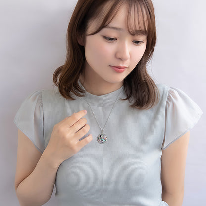ネックレス ステンレス キュービックジルコニア カラー ストーン ショートネックレス
