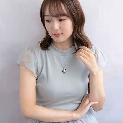 ネックレス ステンレス キュービックジルコニア カラー ストーン ショートネックレス
