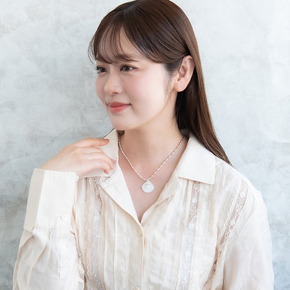 ネックレス ニッケルフリー シェル メタル クロス ショートネックレス