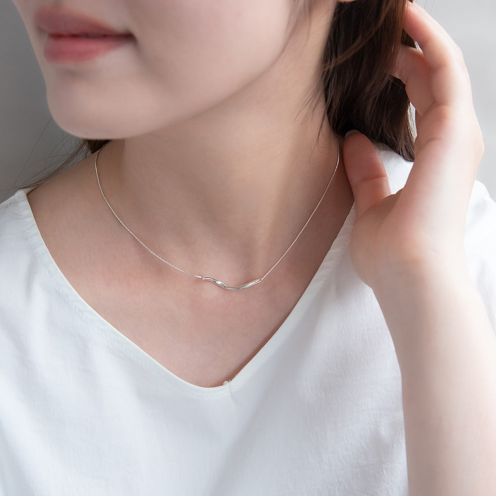 ネックレス ニッケルフリー メタル パイプ ツイスト チェーン ショートネックレス