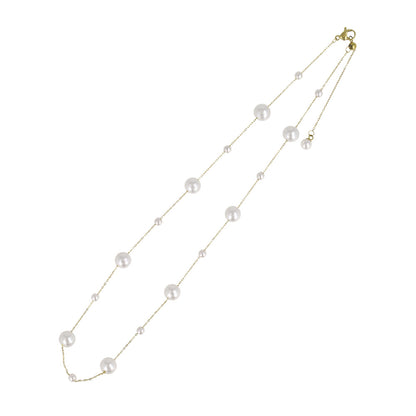 ネックレス ステンレス メタル 貝パール ドットチェーン スライドボール ショートネックレス