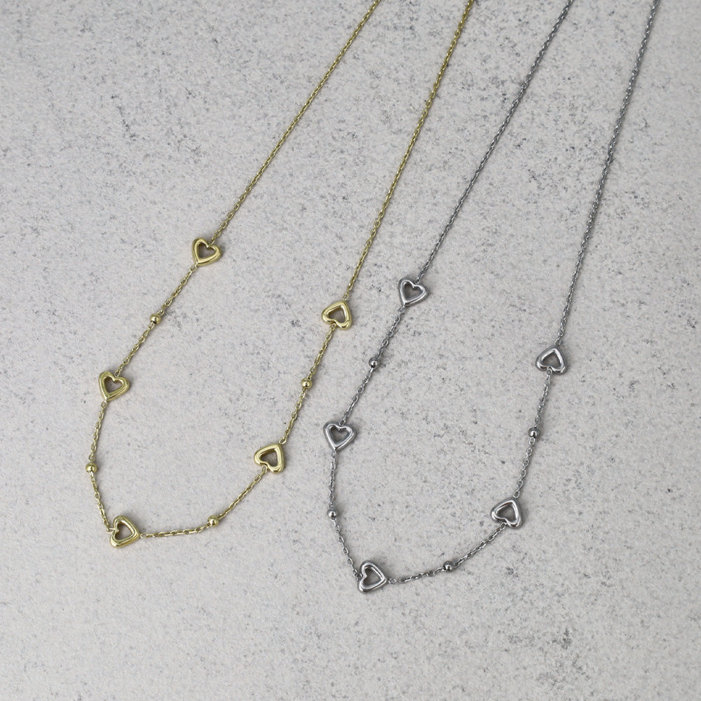 ネックレス ステンレス メタル ハート ドットチェーン ショートネックレス