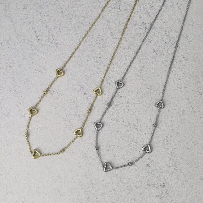 ネックレス ステンレス メタル ハート ドットチェーン ショートネックレス