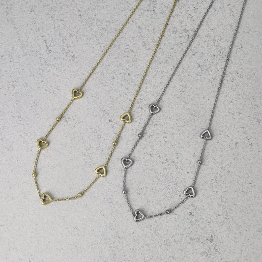 ネックレス ステンレス メタル ハート ドットチェーン ショートネックレス