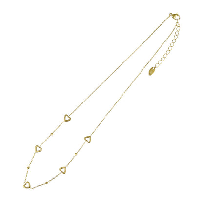 ネックレス ステンレス メタル ハート ドットチェーン ショートネックレス